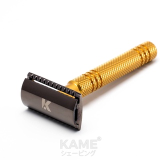 KAME (คาเมะ) GT KMS95 black.gold (Gold) อลูมิเนียม สีทอง มีดโกนหนวด มีดโกนสองคม