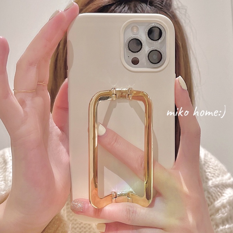 เคสโทรศัพท์มือถือโลหะ ทรงสี่เหลี่ยม พร้อมขาตั้ง สีพื้น หรูหรา สําหรับ IPhone 12 13 14 Pro Max 11 X XS Max XR 7 8 Plus SE 2020