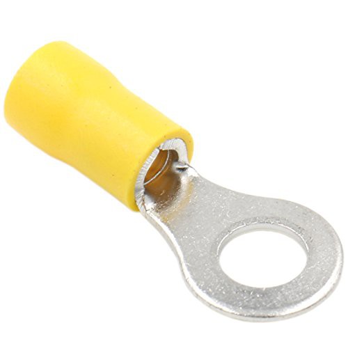 หางปลา กลมหุ้ม สีเหลือง ขั้วต่อสายไฟ  RV 5.5-5/RV5.5-6/RV5.5-8/RV5.5-10 สำหรับสายขนาด 10-12 AWG ขนาด