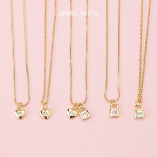 crystal heart lock necklace สร้อยคอจี้หัวใจตัวล็อค