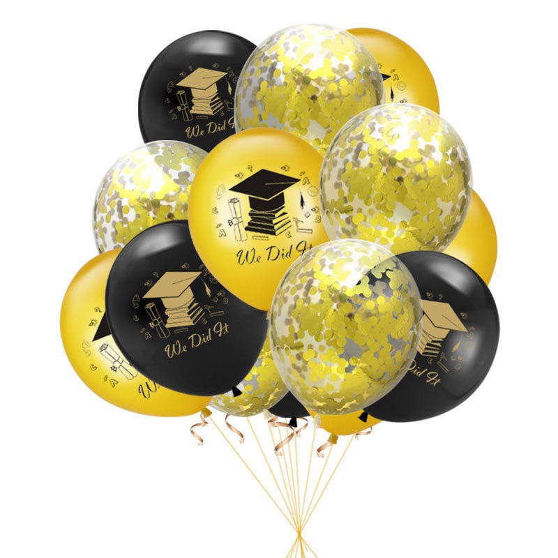 🔥พร้อมส่ง🔥 ลูกโป่งชุด 10 ใบ  ลูกโป่งยินดีด้วยนะบัณฑิต รับปริญญา เรียนจบ (ฟรี ริบบิ้น) congratulations graduate balloons