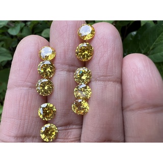 BRILLIANT YELLOW พลอย เพชรรัสเซีย ทรงกลม  (10 เม็ด) CUBIC ZIRCONIA CZ ROUND SHAPE  (10PCS)