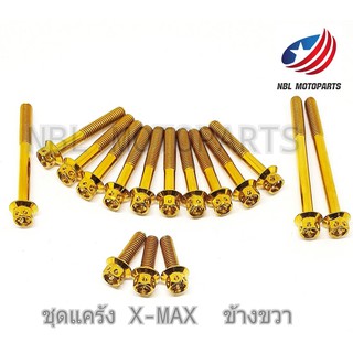 น๊อตเลส ชุดแคร้ง หัวเจาะดาว X-MAX  ข้างขวา  16ตัว