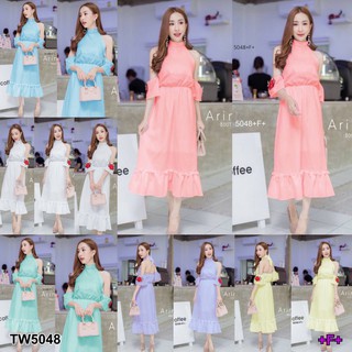 #5048 Maxi Dress เปิดไหล่ปักดอก