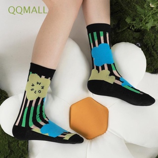 Qqmall ถุงเท้าผ้าไหมลายดอกไม้สไตล์เกาหลีสําหรับผู้หญิง