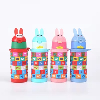 🔥พร้อมส่ง🔥 ขวดน้ำเด็ก ขวดน้ำลายเลขคณิต ขวดน้ำหลอดเด้งพร้อมสายคล้อง