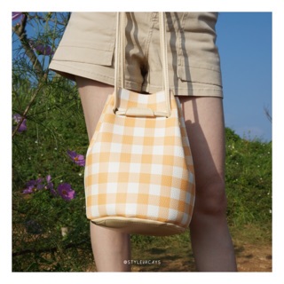 SBS-003 : Pastel Gingham Bucket Bag (YELLOW)