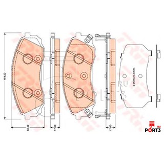 Girling ผ้าเบรคหน้าฮุนได HYUNDAI H1 08-15 /61-34489-1/T อะไหล่Hyundai,อะไหล่ H1