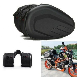 กระเป๋าอานรถมอเตอร์ไซค์ Motorcycle waterproof Saddle Bags ความจุมากใส่ของได้เยอะ ขยายได้ ดีไซน์สวยคม กันน้ำ สีดำ