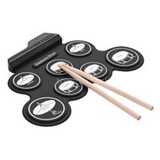 กลองชุด 7 ชิ้น Electric Drum Pad Kit Digital Drum วัสดุทำจากซิลิโคนคุณภาพดี ขนาดบางพกพาได้ง่าย ตีได้เหมือนกลองจริง ให้เส