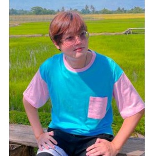 Mix blue+pink เสื้อโอเวอร์ไซส์เกาหลี แบบสวยมากก
