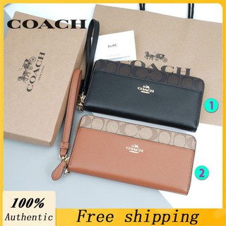 ของแท้ 💯%Coach กระเป๋าสตางค์ยาวซิปบุคลิกภาพ Multi-Card กระเป๋าสตางค์ผู้หญิง F76971