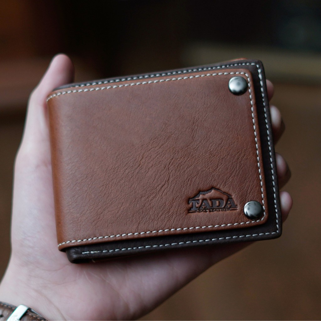 กระเป๋าสตางค์สั้นหนังแท้ สีนํ้าตาลรุ่น W-DBR-0091*