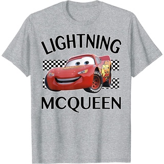 เสื้อยืดผ้าฝ้ายพรีเมี่ยม เสื้อยืด พิมพ์ลายกราฟิก Disney Pixar Cars Lightning McQueen สําหรับผู้ชาย