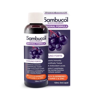 Sambucol Black Elderberry Immuno Forte แซมบูคอล สูตรออริจินัล ชนิดน้ำ เสริมภูมิคุ้มกัน ป้องกันหวัด ขนาด 120 ml 20565