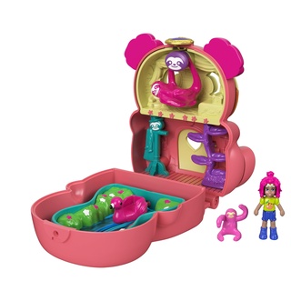 Polly Pocket Flip &amp; Find Sloth Compact  ตุ๊กตาจิ๋ว พอลลี่ พ็อกเก็ต กระเป๋าสล็อต พลิกกลับด้านได้ รุ่น GTM59