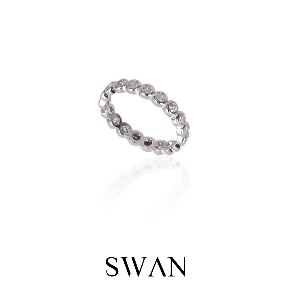 [ส่งด่วนฟรี]SWAN - Dot Ring แหวนเงินแท้ แหวนฝังรอบ ฝังเพชรคิวบิกเซอร์โคเนีย cubic zirconia