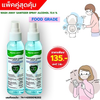 ⚡พร้อมส่ง แพ็คคู่ประหยัดกว่า⚡️ Alcohol Spray สเปรย์แอลกอฮอล์ลดการสะสมขนาดพกพา 120ml. FOOD GRADE