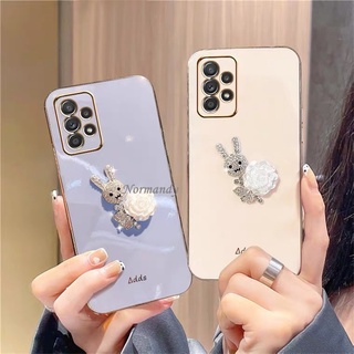 Ready Stock เคสโทรศัพท์ Fashion Casing for Samsung Galaxy A53 A23 A33 A73 A23 LTE A13 M33 M23 5G 4G 2022 New Plating Soft Cover Flash Drill Flowers Rabbit Plated Phone Case Silicagel Softcase เคส