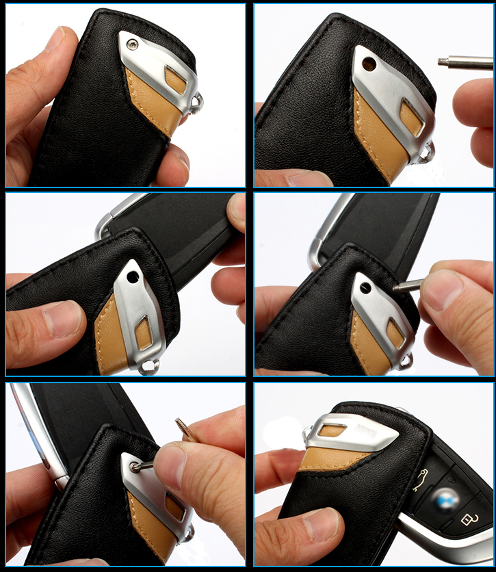 ✨พร้อมส่ง✨รถหนังแท้สำหรับ ฝาครอบกุญแจรถ Car Leather Key Case for BMW M3 M5 G30 F48 F15 F16 F10 F34 F30 F20 GT 325i 525i 520i 528i 116I 118I X1 X3 X4 X5 X6 Car Key Cover Leather Keychain Key Shell - รูปที่ 7