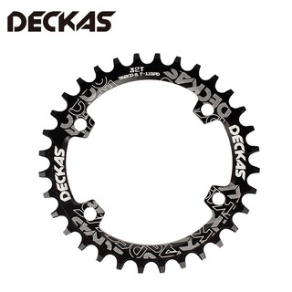 DECKAS ใบจานเดี่ยวกลม 96BCD ขนาดฟัน 32T 34T 36T 38T สำหรับขาจาน Shimano M7000 M8000 M9000 7-11 Speed (สีดำ)