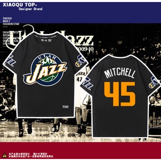 T-shirt  Utah Jazz ball clothes Mitchell Gobert เสื้อยืดแขนสั้นสำหรับเด็กชายและเด็กหญิง แฟนบาสเก็ตบอล uniformsS-5XL