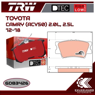 ผ้าเบรคหลัง TRW สำหรับ CAMRY (ACV50) 2.0L, 2.5L 12-18 (GDB3426)