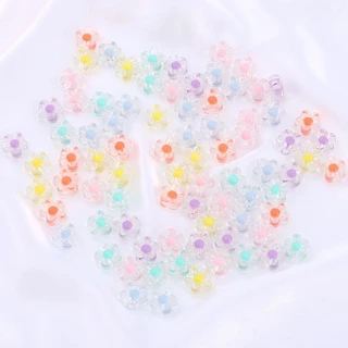 50ชิ้น Multicolor อะคริลิคลูกปัด Sunflowers Spacer สําหรับสร้อยคอมือสร้อยข้อมือและเครื่องประดับ DIY Handmade อุปกรณ์เสริม