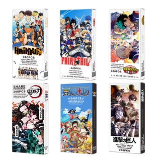 Haikyuu!! Attack on Titan, Demon Slayer, NARUTO, ONE PIECE, FAIRY TAIL, My Hero Academia, โปสการ์ด Postcard (30pcs) + Lomo Card (30pcs) + Stickers (144pcs)