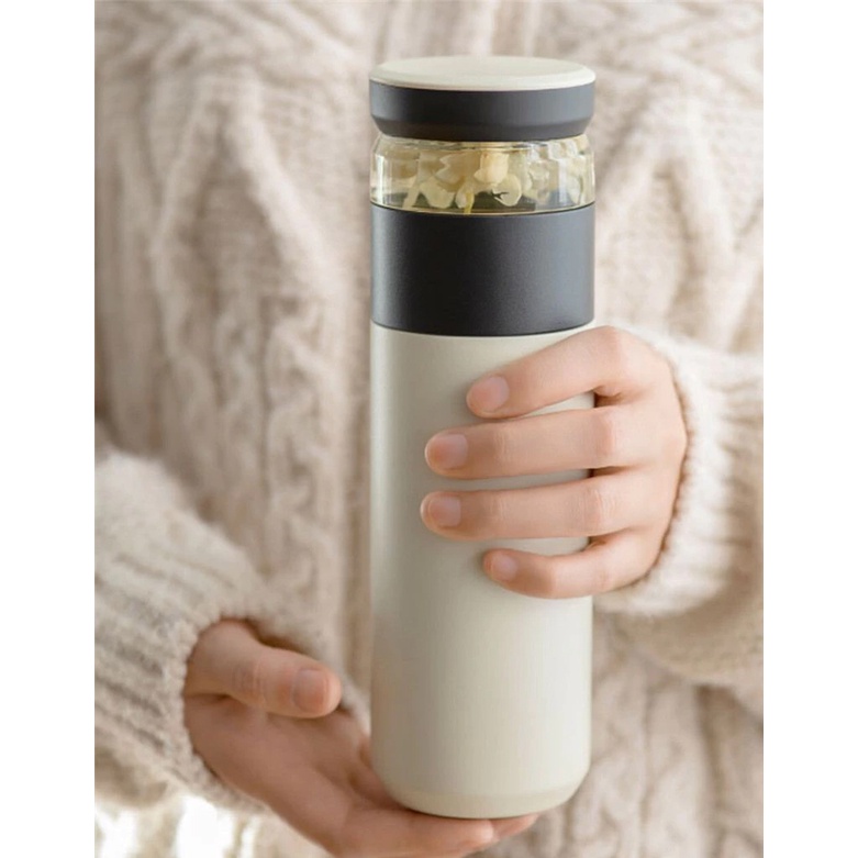 กระติกน้ำ ร้อน สแตนเลส แยกกากชา ขวดน้ำชา Xiaomi fun home 520 มล. สแตนเลสแบบสองชั้น 3 IN 1 Vacuum Flasks Thermoses Tea