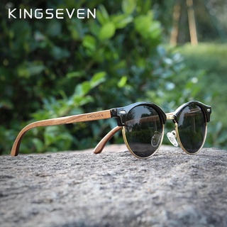 Kingseven แว่นตากันแดด เลนส์โพลาไรซ์ ไม้วอลนัท แฮนด์เมด คุณภาพสูง สีดํา สําหรับผู้ชาย ผู้หญิง UV400