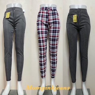 🌈สกินนี่ลาย🌈👉กางเกงสกินผ้ายืดเอวสูงฟรีไซร้👖