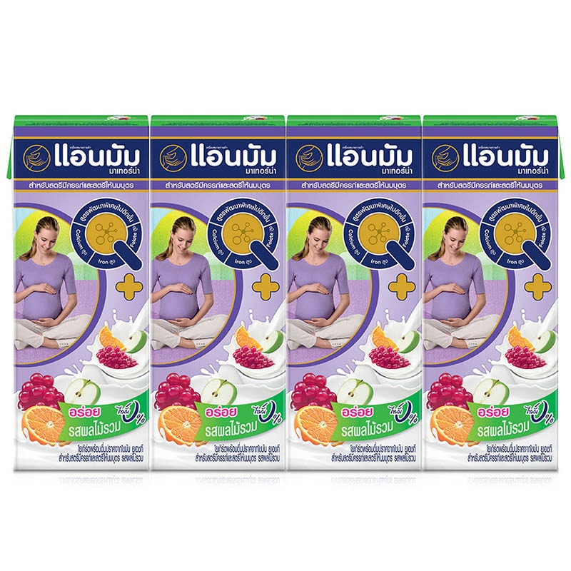 [ Free Delivery ]Anmum Drinking Yoghurt UHT Milk Mix Fruit 180ml. Pack 4Cash on delivery