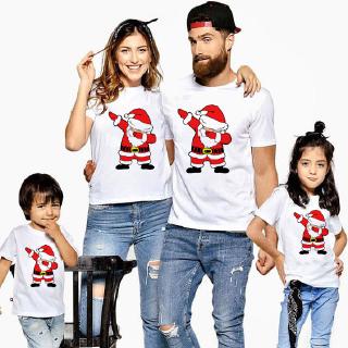 เสื้อยืด santa claus Merry Christmas Matching Family T Shirts Mommy Daddy Kids T-Shirt Family Clothes Child Tees  471