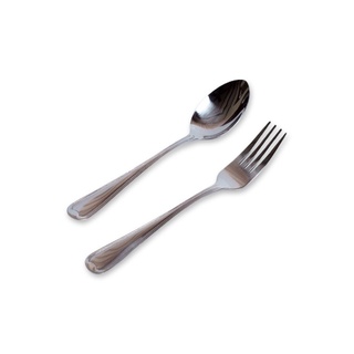 [Code DETSEP50 ลด50%] ช้อนส้อม spoon &amp; fork สเตนเลสอย่างดี หนา 2 mm (1คู่)