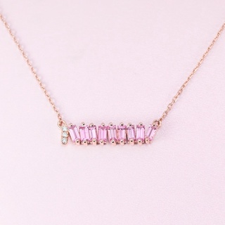 สร้อยคอพร้อมจี้ พลอยแซฟไฟร์ (pink Sapphire) สร้อยคอพลอยแท้