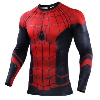 ใหม่ เสื้อยืดลําลอง แขนยาว พิมพ์ลายอนิเมะ Spiderman 3D แฟชั่นฤดูร้อน สําหรับผู้ชาย