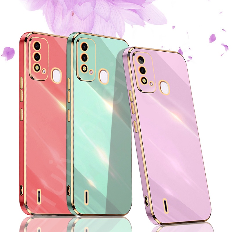 ITEL P37 Vision 2S P651L P651W Vision 3 LTE ขอบตรงไฟฟ้าสแควร์พลาสติกอ่อนเปลือกสีเคสโทรศัพท์มือถือ