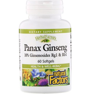 Natural Factors, HerbalFactors, Panax Ginseng, 60 Softgels