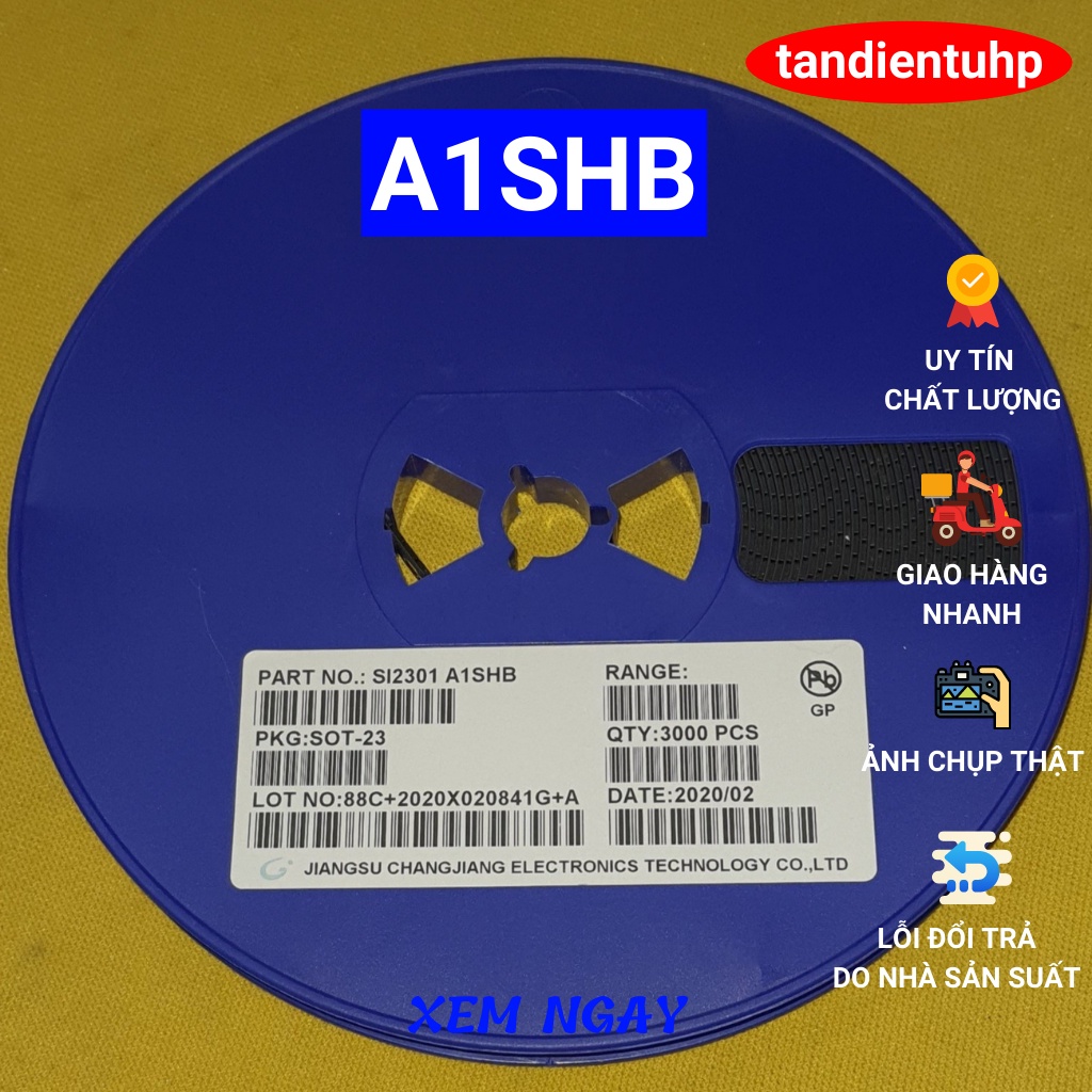 50 ชิ้น (25 หนึ่งสาย x สายสปาเก็ตตี้) MOSFET A1SHB 2301 SOT-23 PNP 2.3A 20V - A2SHB 2302 SOT-23 NPN 