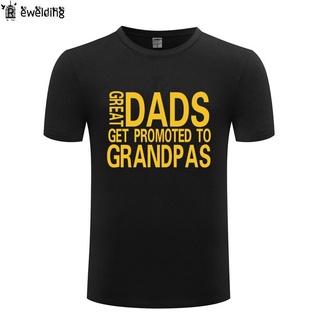 เสื้อยืดคอกลม แขนสั้น ผ้าฝ้าย พิมพ์ลาย Great Dads Get Promoted To Grandpas ทรงหลวม ของขวัญวันพ่อ สําหรับผู้ชาย