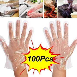 ถุงมือพลาสติก แบบใช้แล้วทิ้ง 100ชิ้น (50คู่) คุ้มมาก ราคาประหยัด
