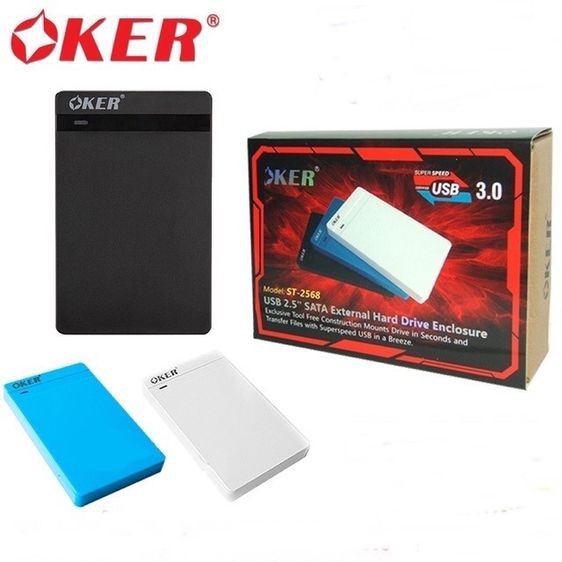 กล่องใส่ฮาร์ดดิส 2.5" Oker รุ่น ST-2568 พร้อมสาย USB ส่งข้อมูลระดับ 3.0 แบบ External HDD มีประกัน