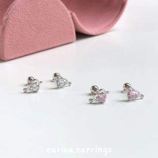 earika.earrings - crystal cupid soul piercing จิวหูเงินแท้จี้หัวใจคิวปิด (มีให้เลือก 2 สี) เหมาะสำหรับคนแพ้ง่าย