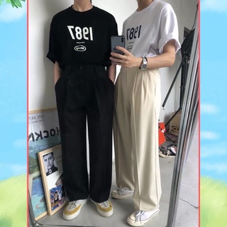 Korea basic pants กางเกงสแลคขากระบอกใหญ่