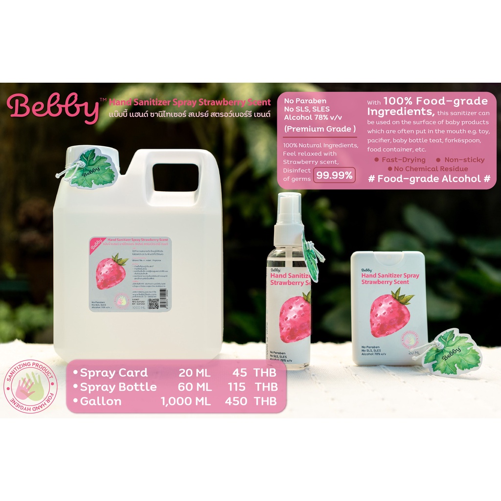 *1แถม1* สเปรย์แอลกอฮอล์ ขนาดพกพา 20ml กลิ่นองุ่นและสตรอเบอรี่ - Hand Sanitizer Spray Grape & Strawberry Scent 20ml - รูปที่ 2