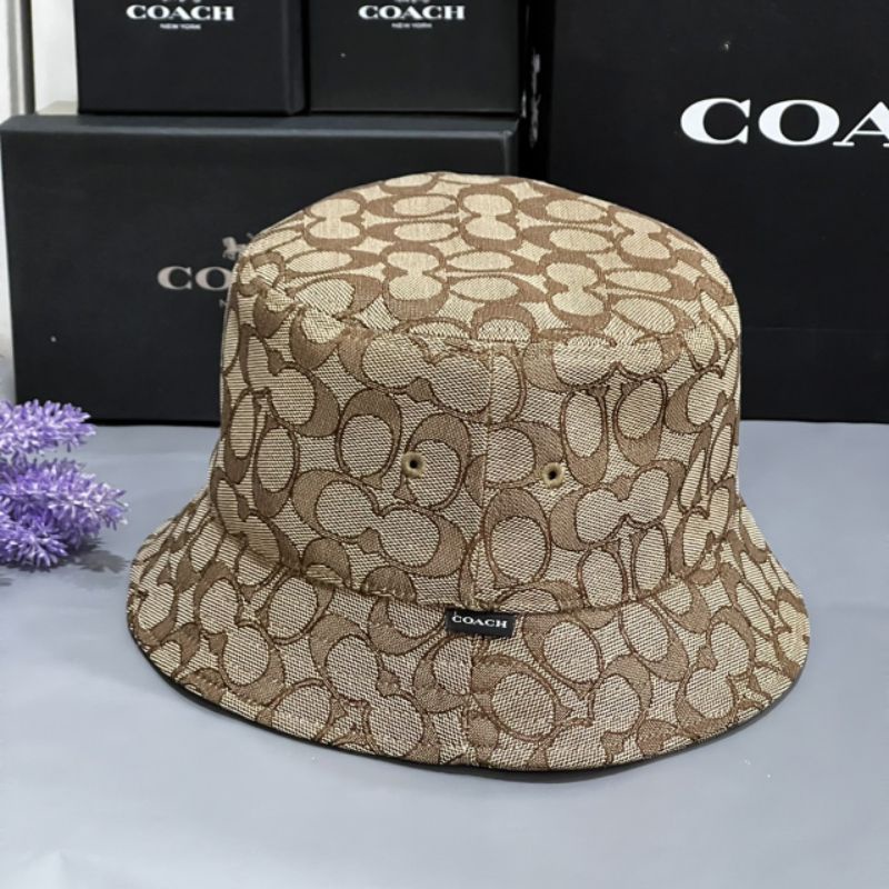 👒🎩🧢หมวก COACH Bucket Hat In Signature Jacquard COLOR:KHAKI