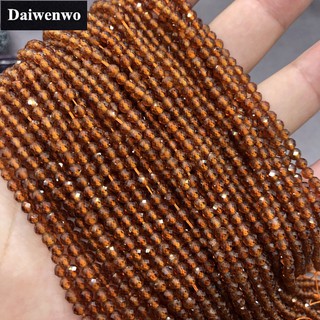 Orange Garnet Small Beads สีส้มโกเมนลูกปัดขนาดเล็กหินธรรมชาติเหลี่ยมเพชรพลอยตัดประกาย Diy