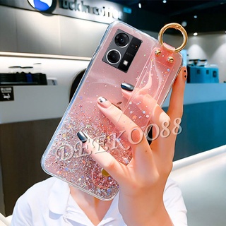 ใหม่ เคสโทรศัพท์มือถือแบบนิ่ม TPU ลายดาวระยิบระยับ พร้อมสายคล้องข้อมือ สําหรับ OPPO Reno 7 7Z 7Pro 6 6Z 6Pro A76 A96 5G 4G Reno7 Reno6 Z Pro OPPOA96 2022