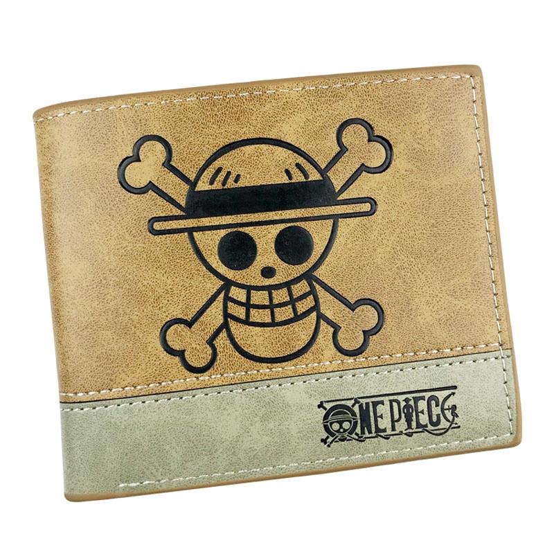 Anime One Piece Short Wallet Luffy Skull Students Anime Purse Khaki Dompet